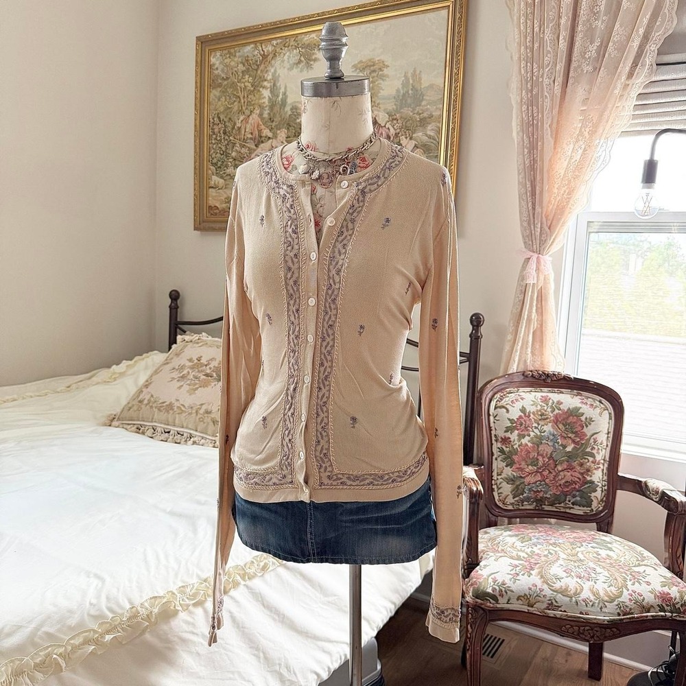 silk fairy cardigan  Gruppo Americano‎ small silk blend embroidered cardigan
